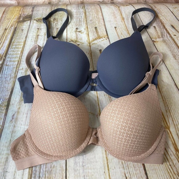 Victoria's Secret Other - Victoria's Secret PERFECT SHAPE Lot of 2 Womens Size 32B Grey Beige Padded Bra